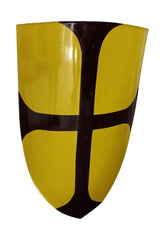 Yellow and black heraldic kite shield for wall display